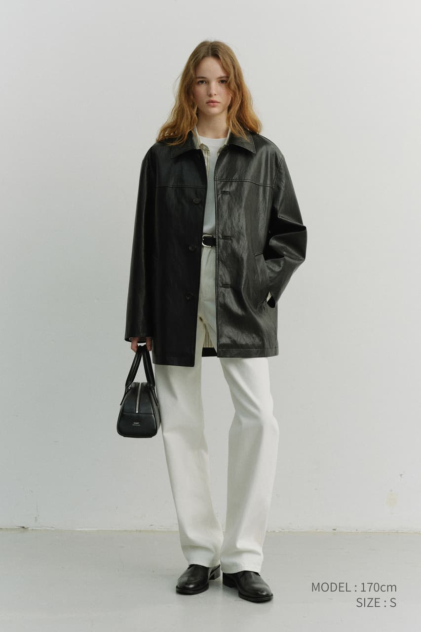 UNISEX ALTER-LEATHER HALF JACKET BLACK_UDJA6A106BK