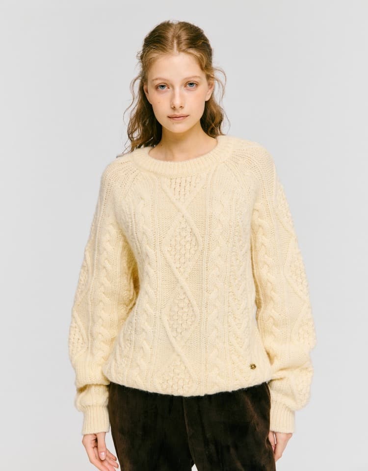 fisherman cable pullover - butter