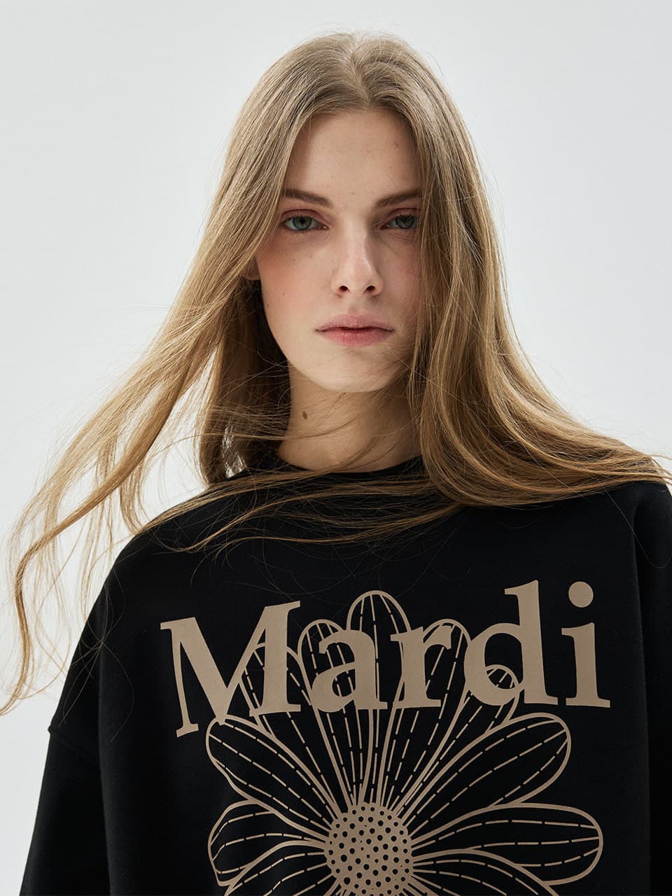 SWEATSHIRT FLOWERMARDI_BLACK TAUPE