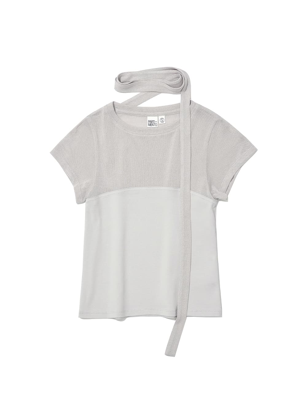 DETACHABLE TIE-UP SHORT SLEEVE TEE_LIGHT GREY