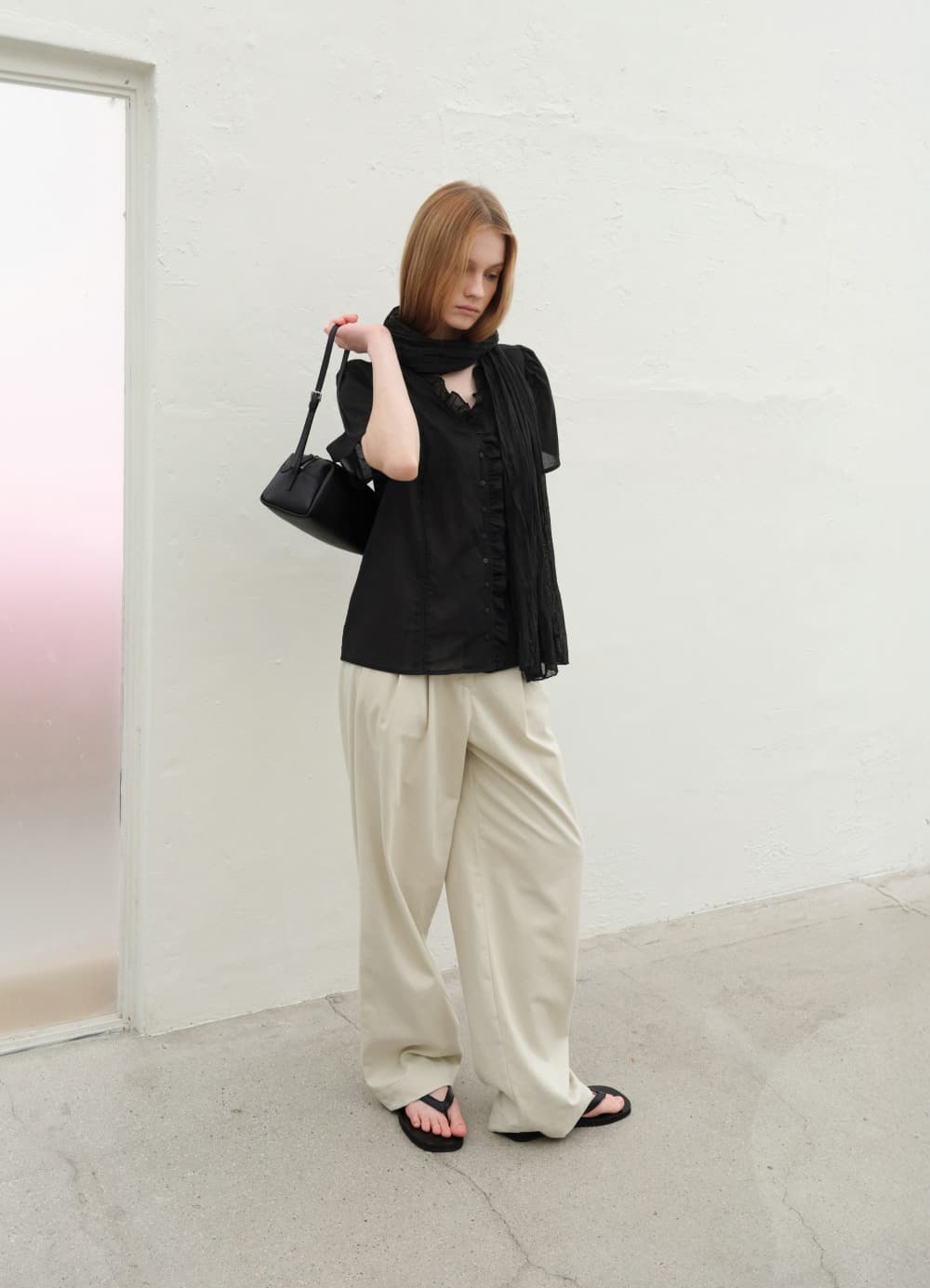 French Ruffle Blouse - Black