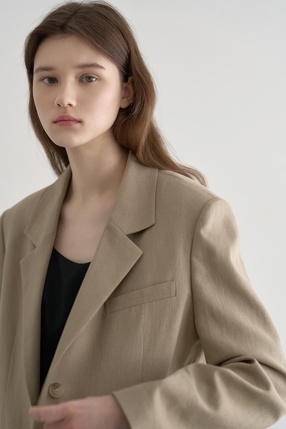 Relax-fit linen jacket Beige [N6PSJK01]