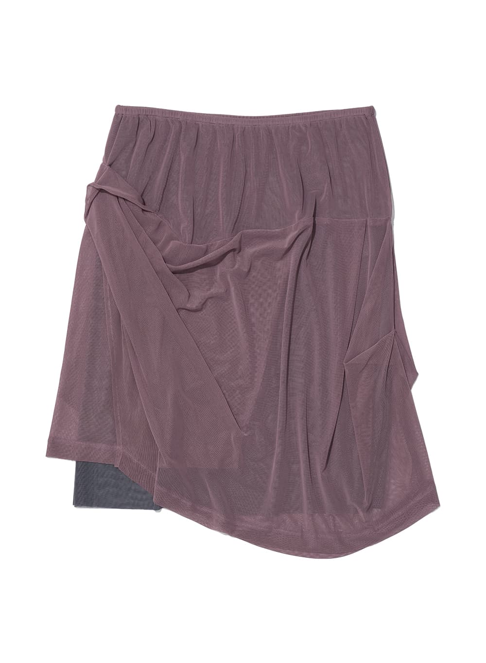 MESH COMBI DRAPE MIDI SKIRT_DUSTY PLUM