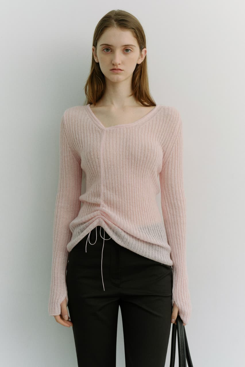 2-WAY SHIRRING KNIT TOP SOFT PINK_UDSW6A204P1
