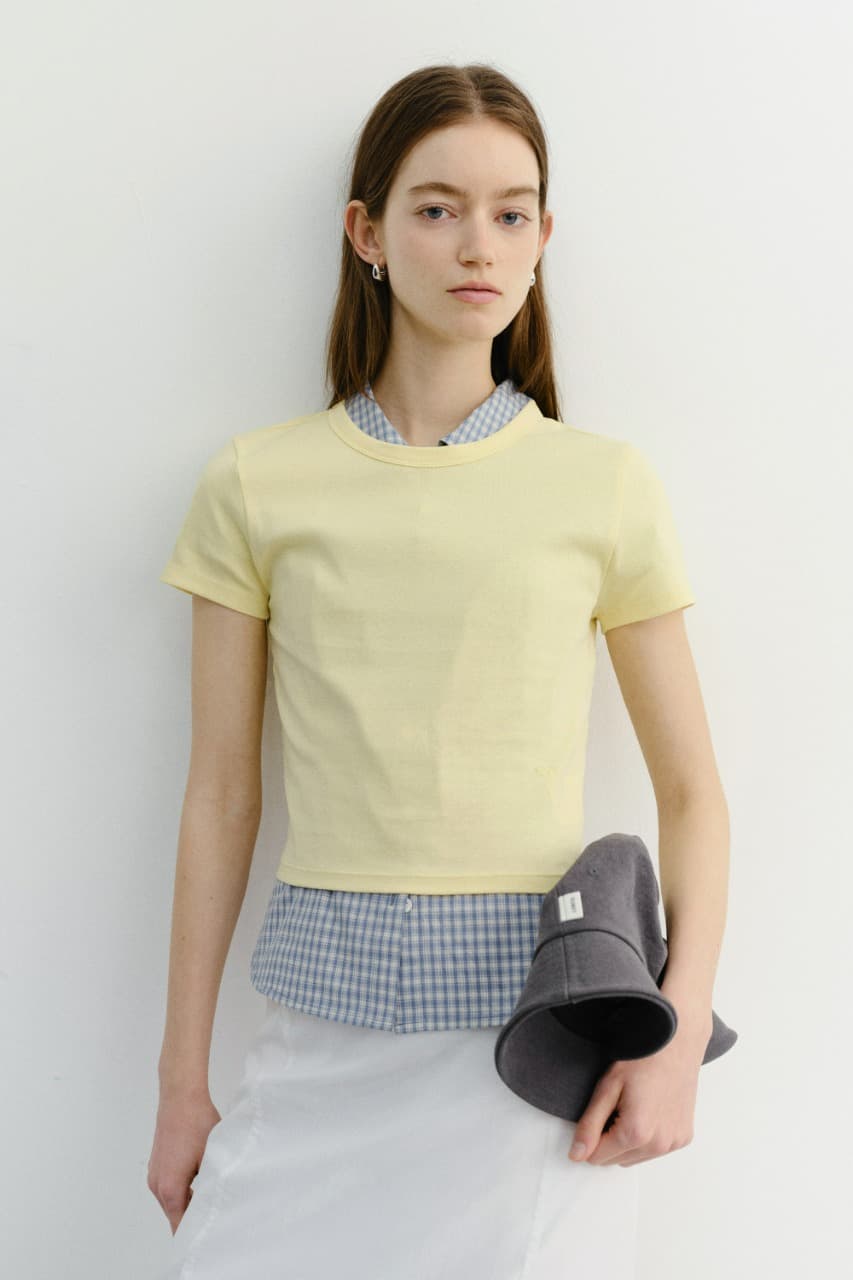 CROPPED SLIM TOP LEMON_UDTS6B224Y1