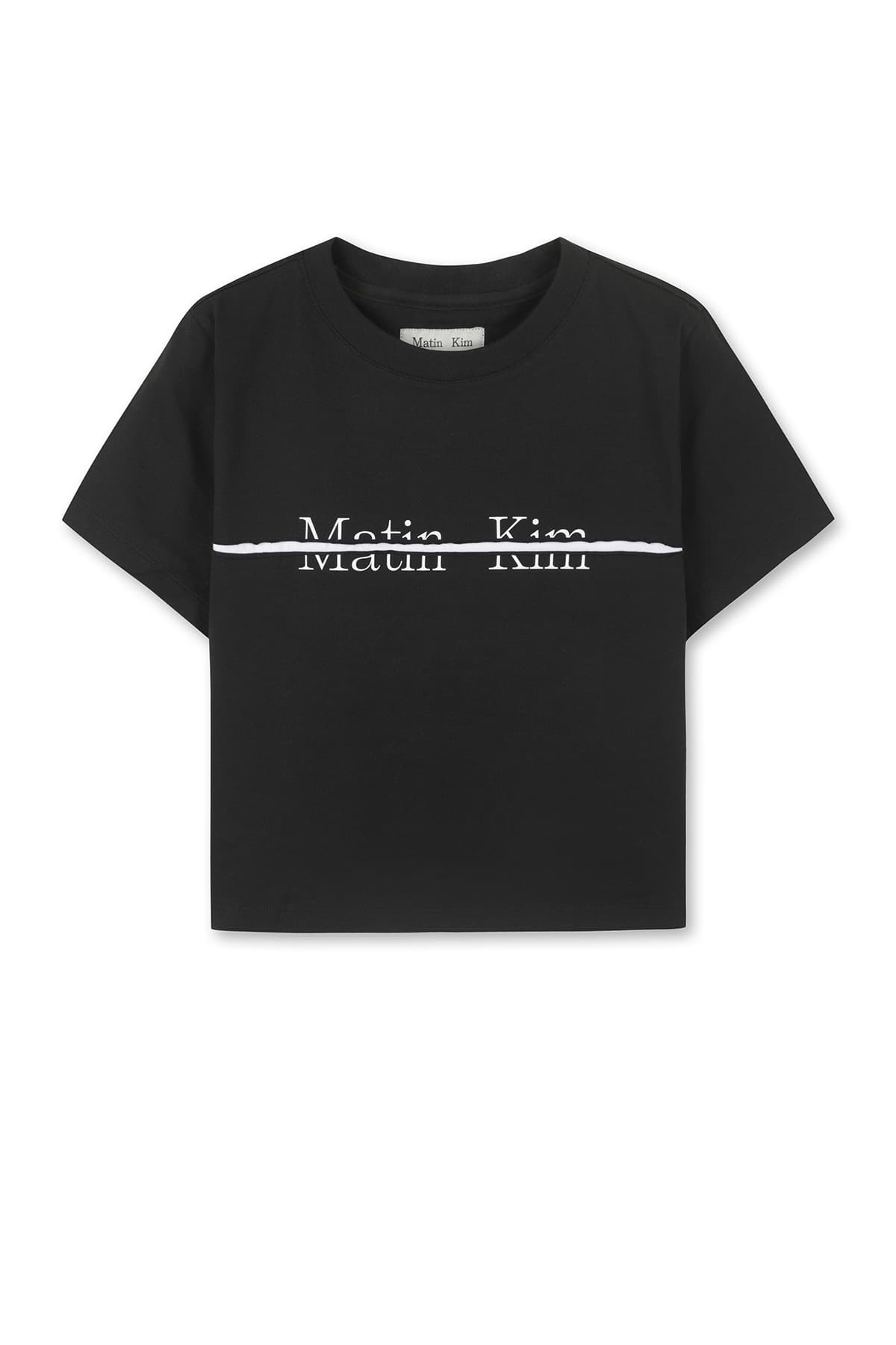 MATIN KIM LOGO CUTTED CROP TOP IN BLACK