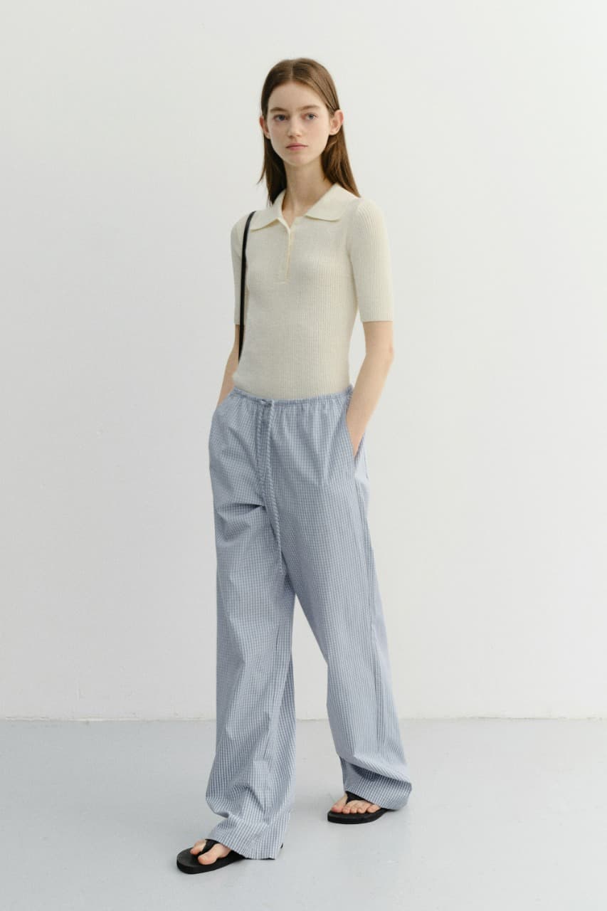 BUTTONED SLIM POLO KNIT CREAM_UDSW6B231CR