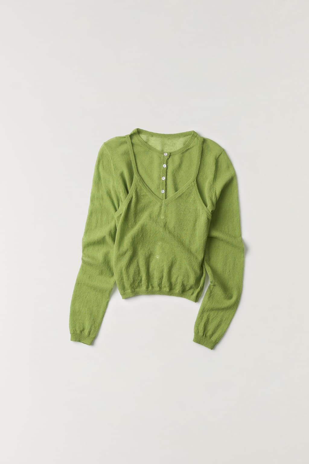 시스루 가디건&슬리브리스 APPLE GREEN
