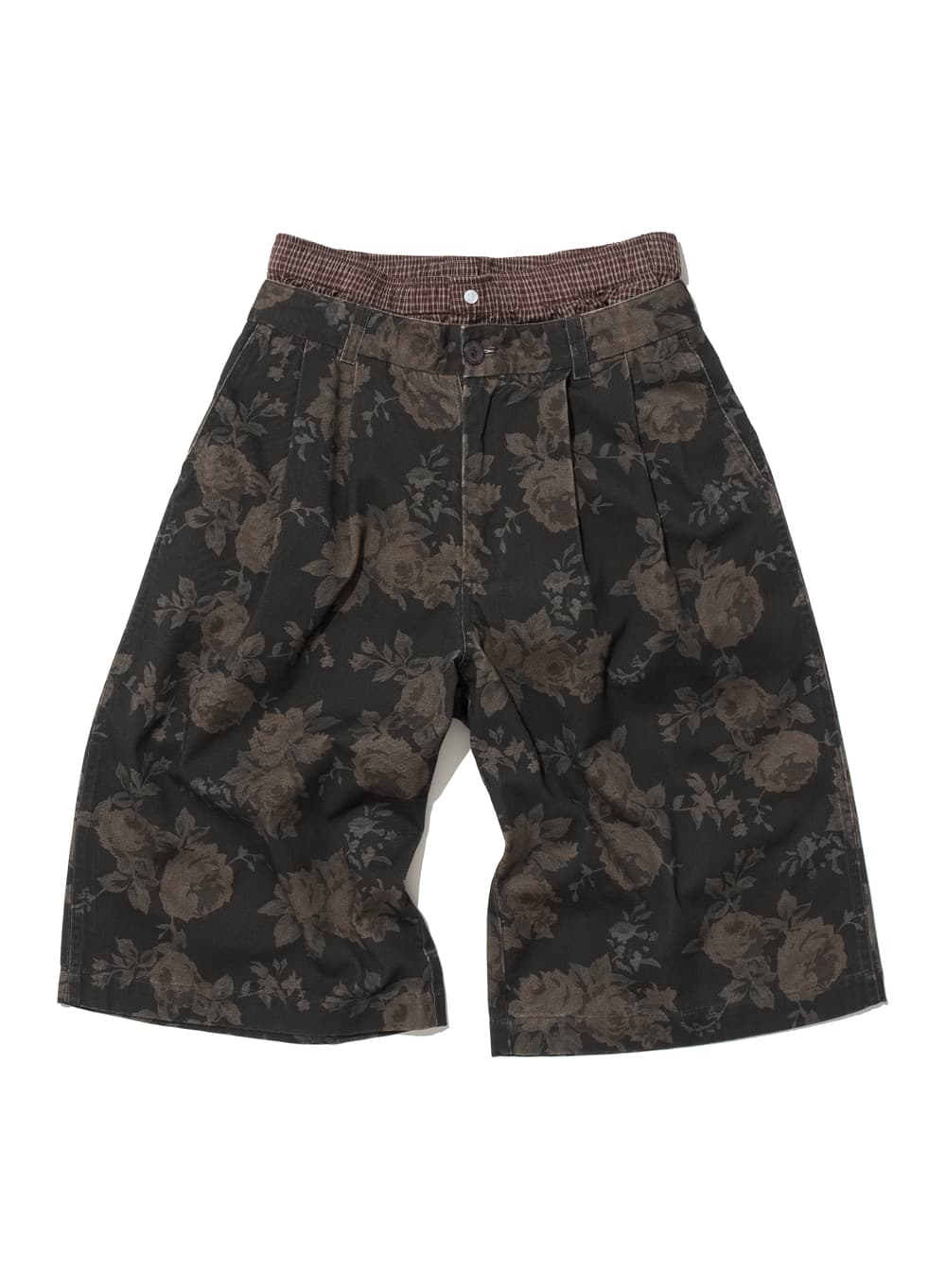 2 IN 1 DOUBLE LAYERED BERMUDA PANTS_BROWN FLORAL