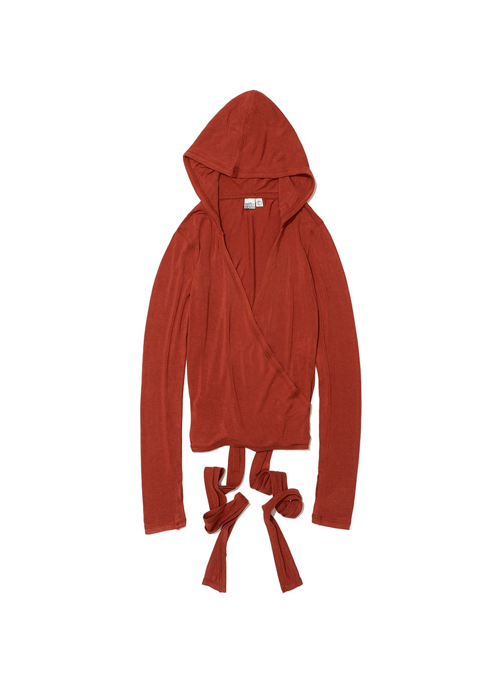HOODED JERSEY WRAP CARDIGAN_RED
