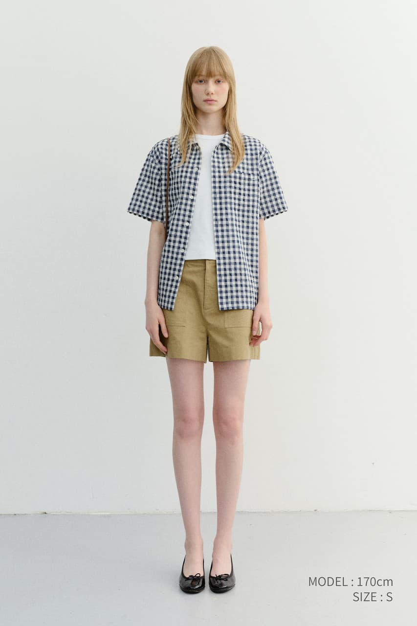 UNISEX CHECKED PAJAMA SHIRT NAVY CHECK_UDSH6B133N2