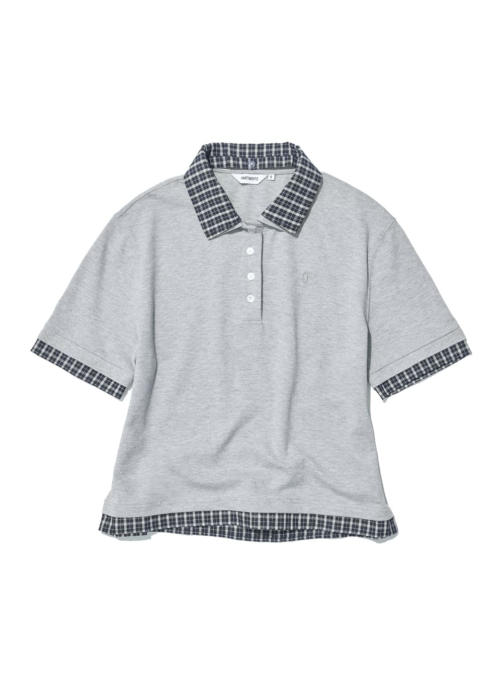 DOUBLE LAYERED POLO TEE_MELANGE
