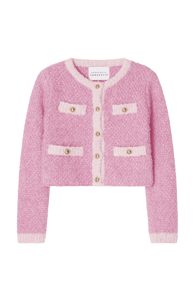 Boucle Bonbon Knit Cardigan (Pink)