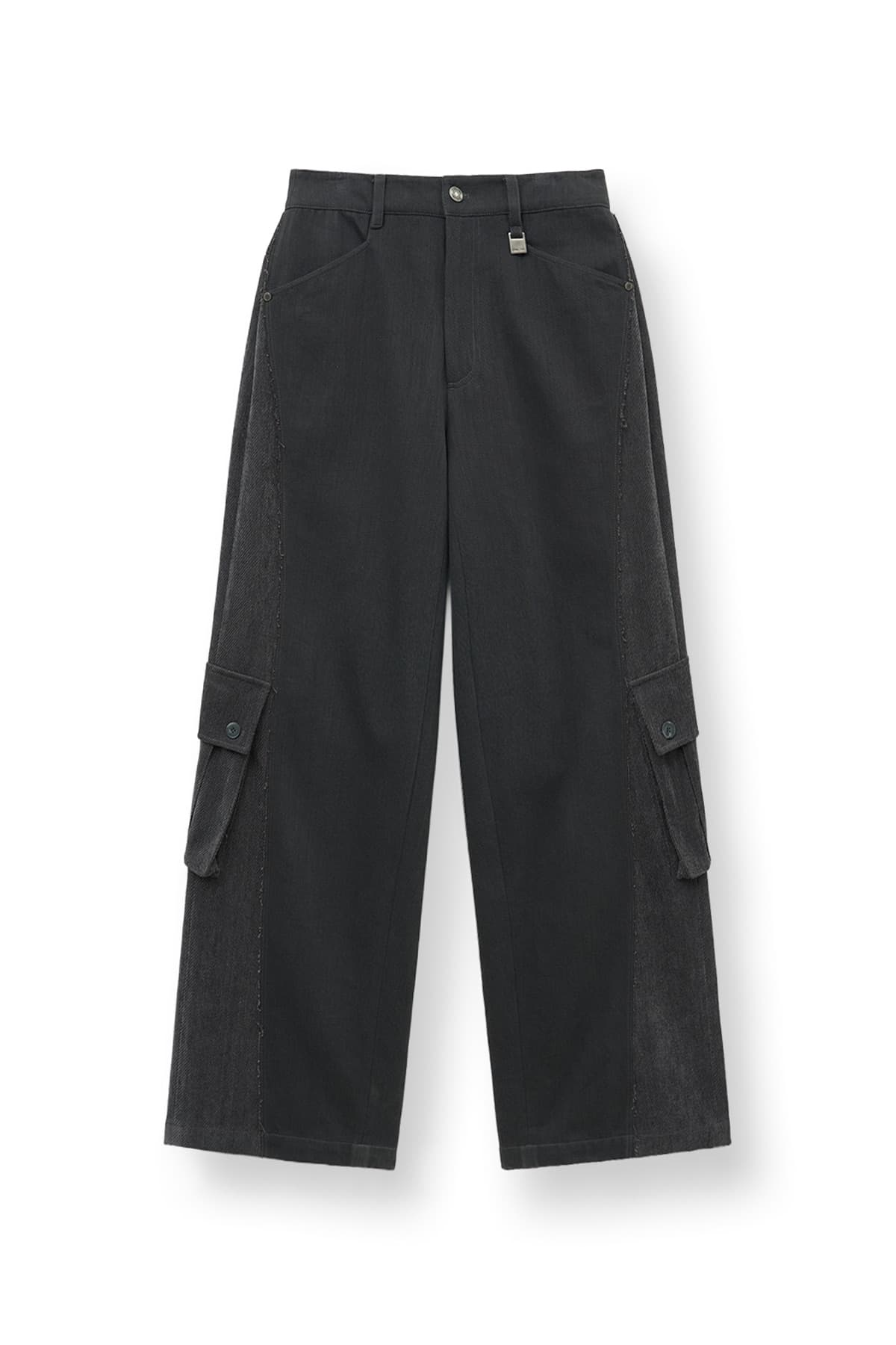 BIG POCKET TWO TONE WIDE PANTS IN CHARCOAL