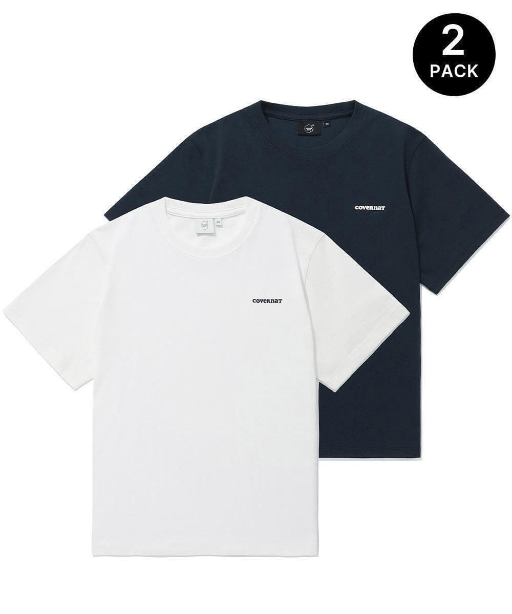 우먼 쿨 코튼 에센셜 티셔츠 White+Dark Navy