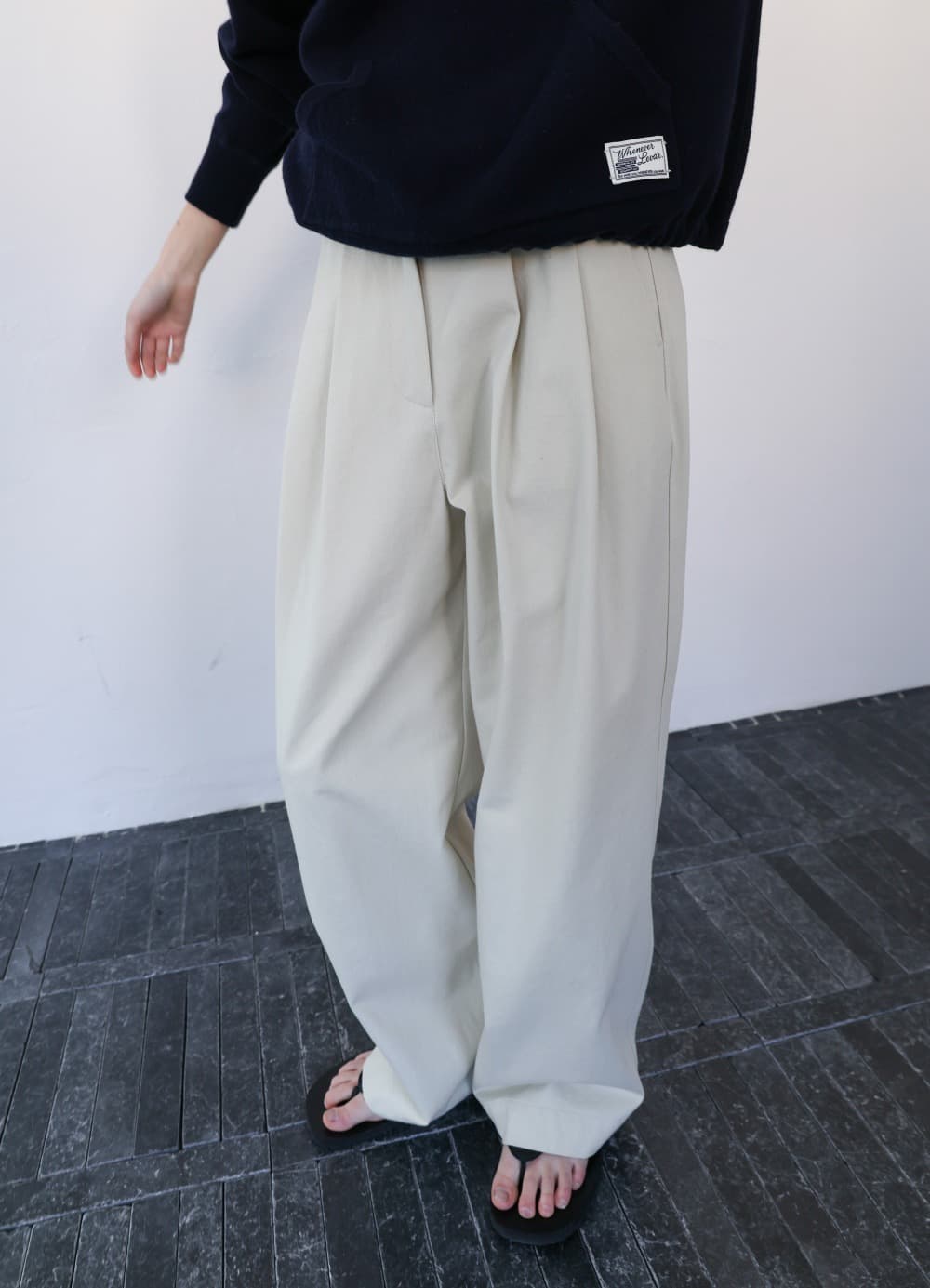 Relaxed Cotton Chino Pants - Cream Beige
