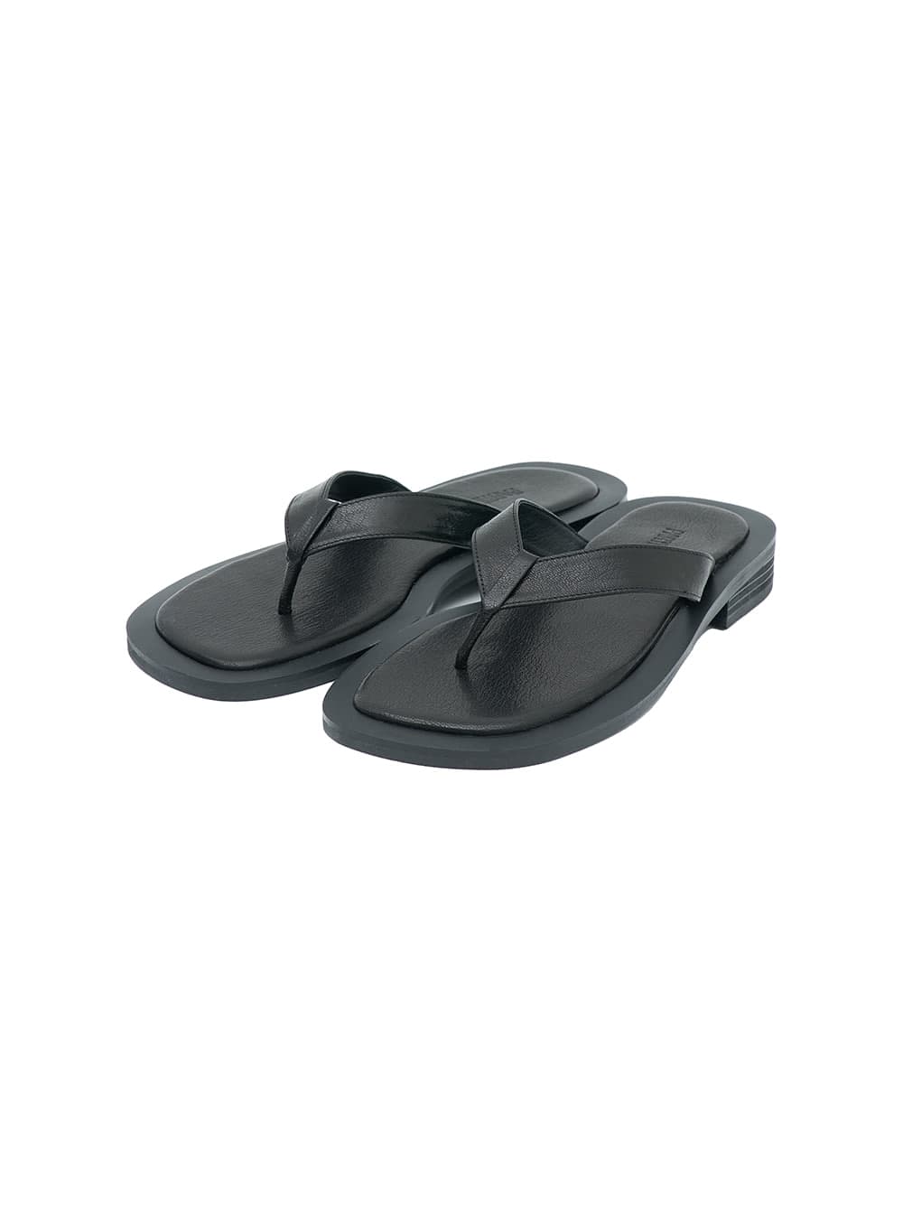 ROUND SQUARE TOE FLIP-FLOPS_BLACK