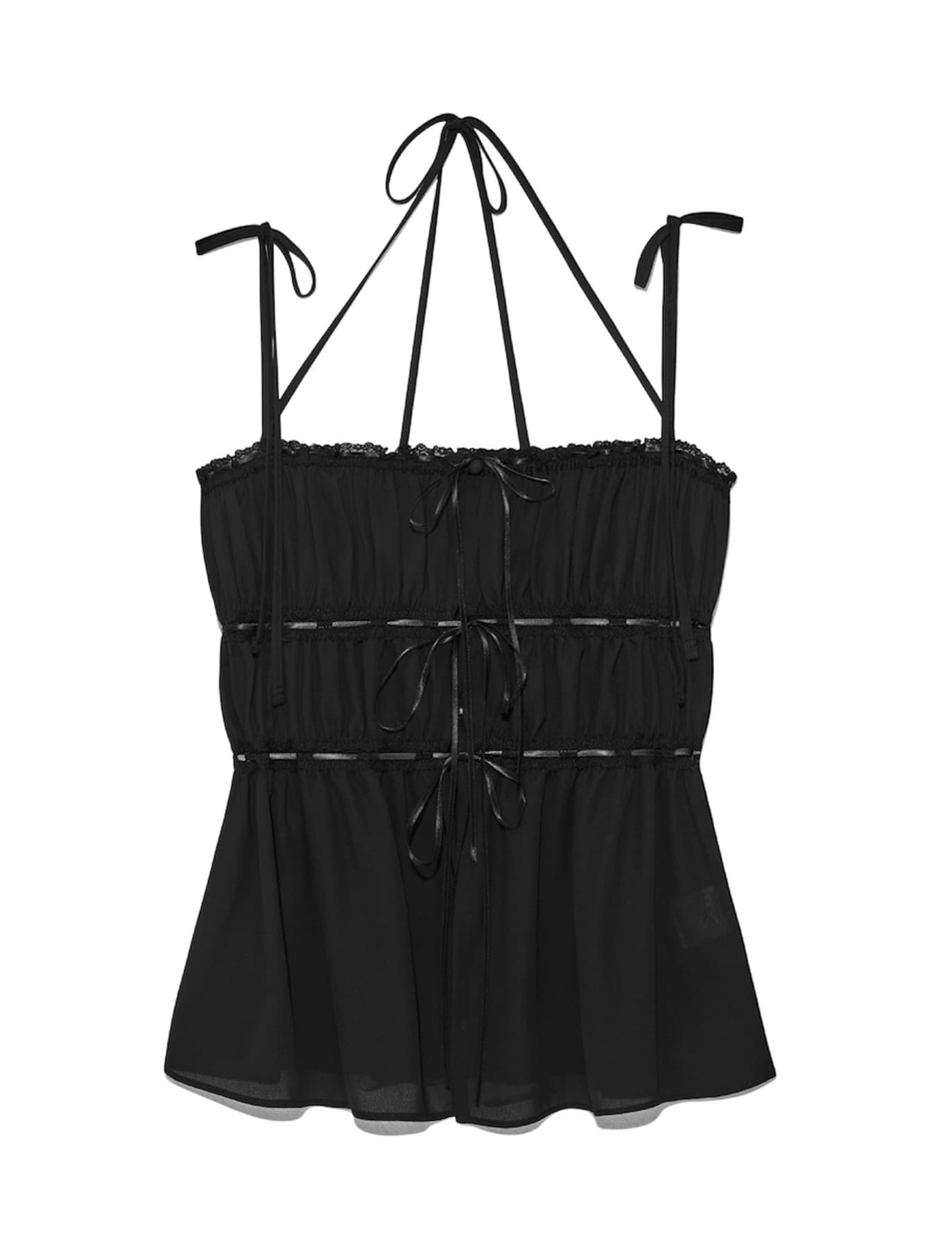 DREAMY LACE SHIRRING TOP (BLACK)