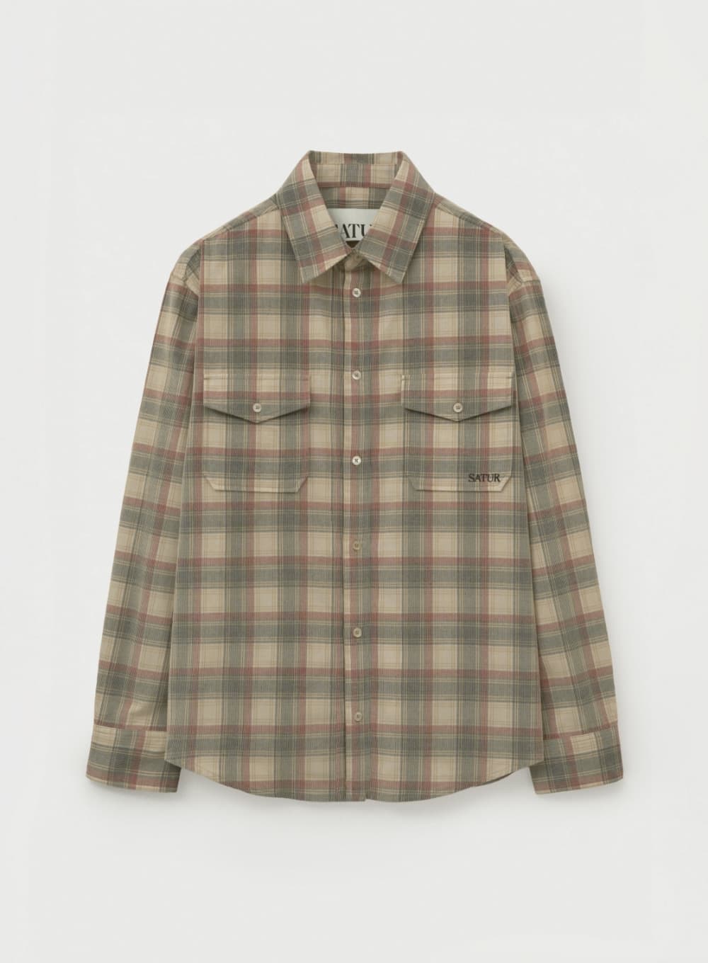 Corduroy Check Shirt - Beige
