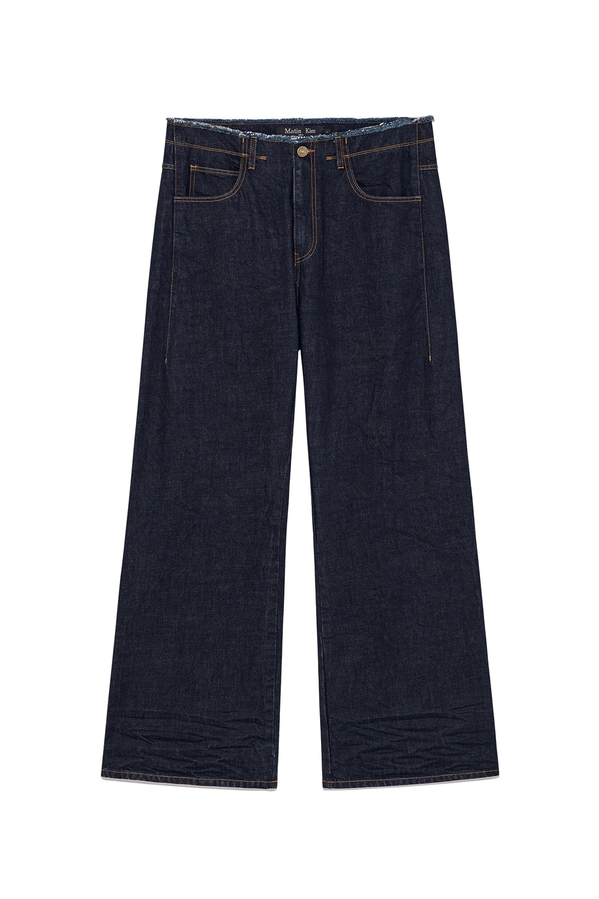 BACK PINTUCK WAISTLESS DENIM PANTS FOR MEN IN NAVY