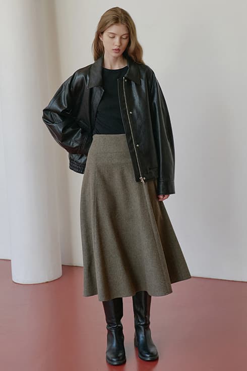 25FN leather zip-up blouson jacket [BK]