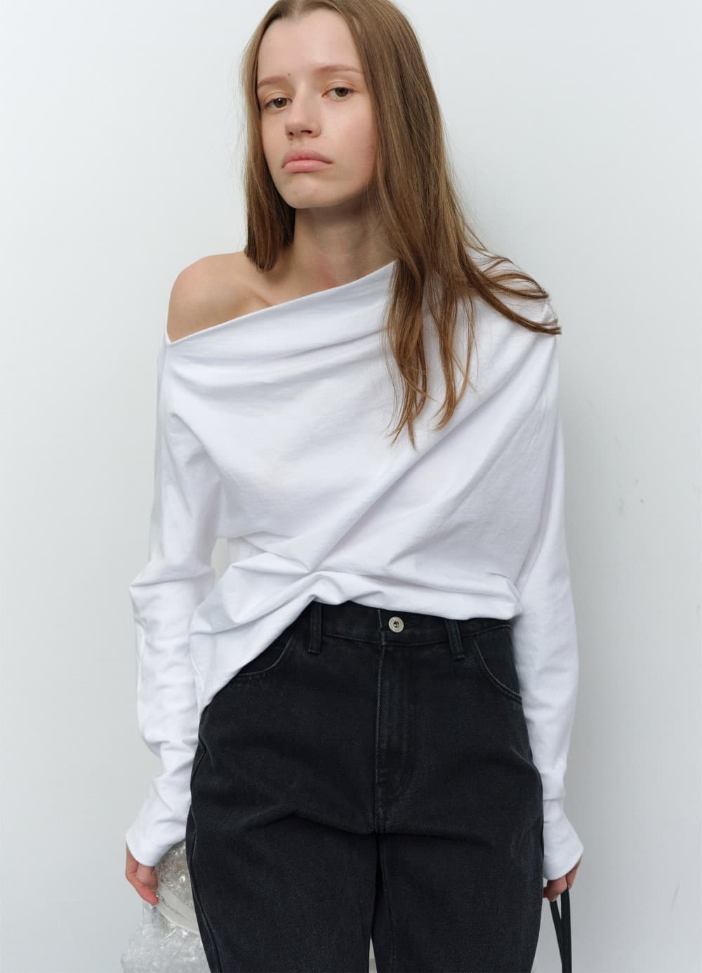 Off Shoulder Terry T-shirt - Off White