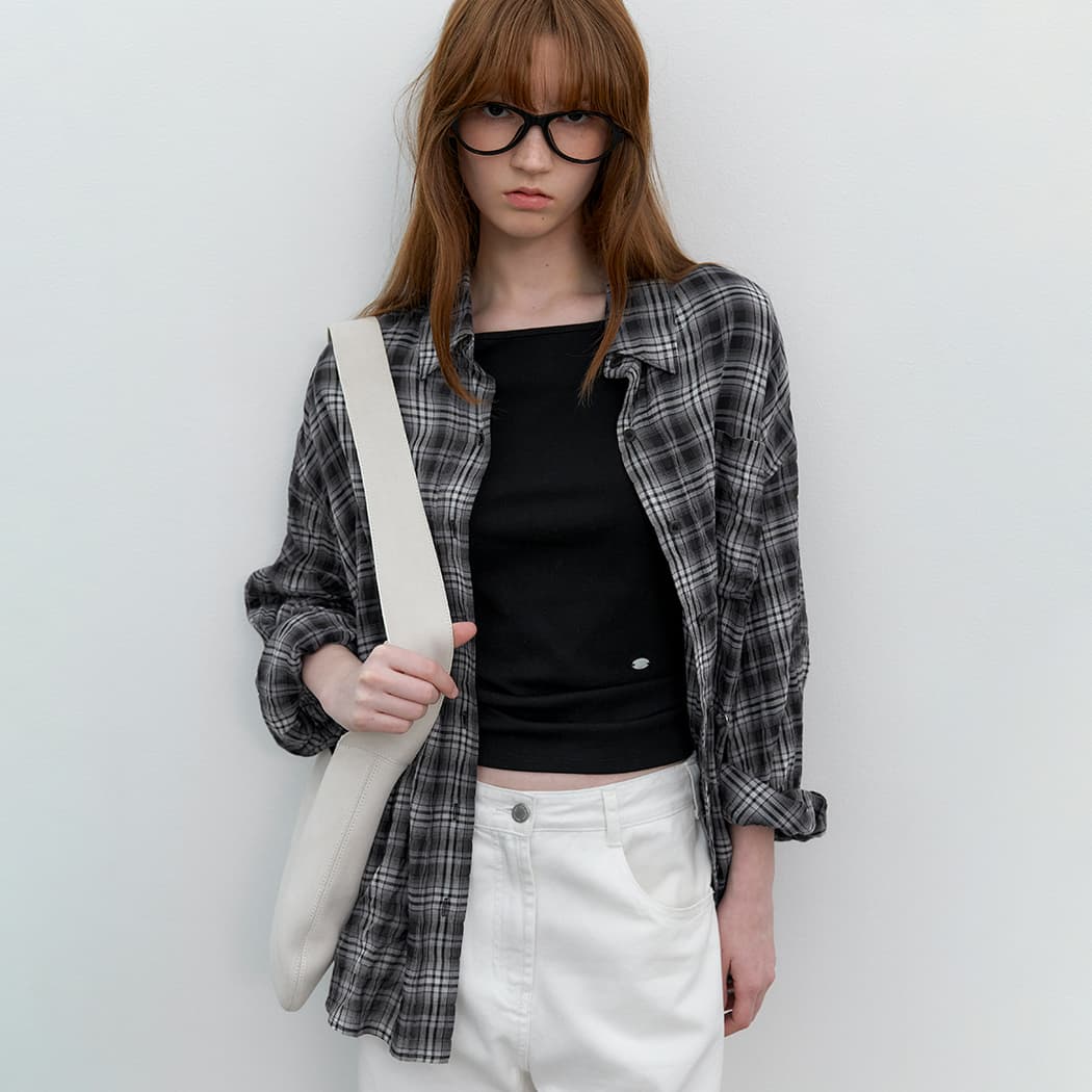 (BL-4397)GRADATION PLAID CHECK OVERSIZED SHIRT
