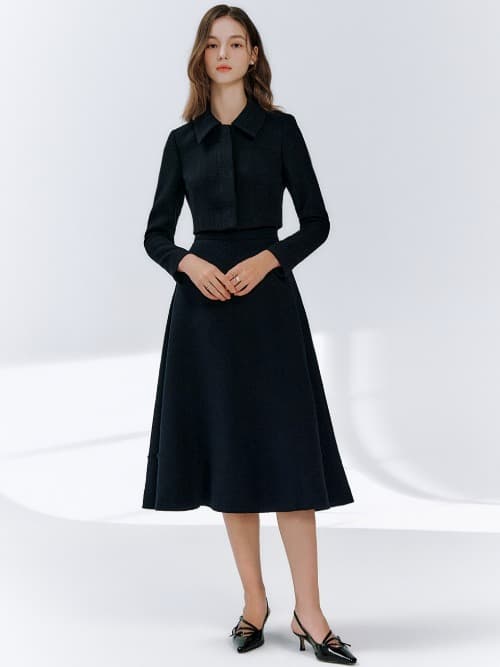 Cecilia tweed midi skirt (4colors)
