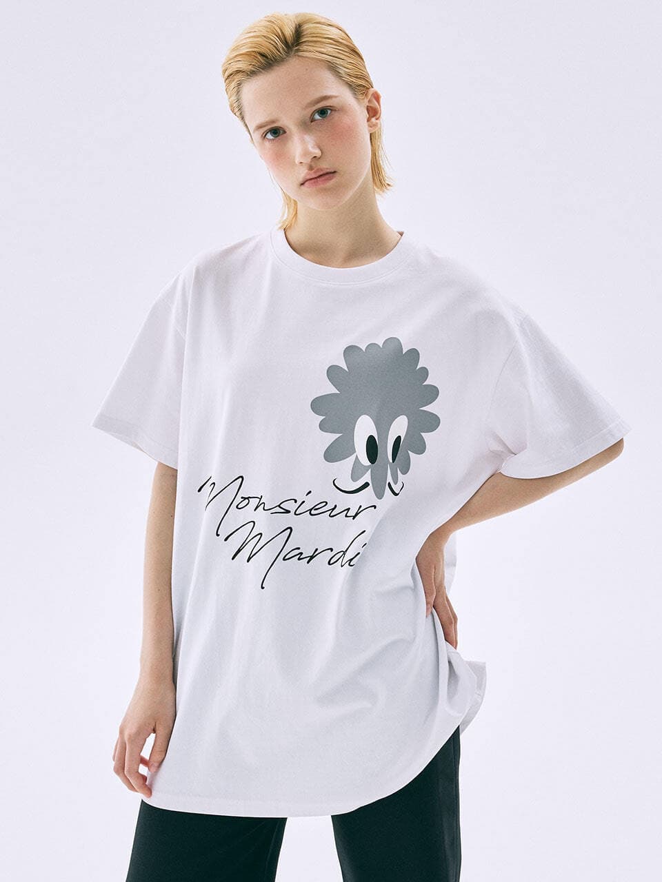 UNISEX TSHIRT MONSIEUR WITH LOGO_WHITE