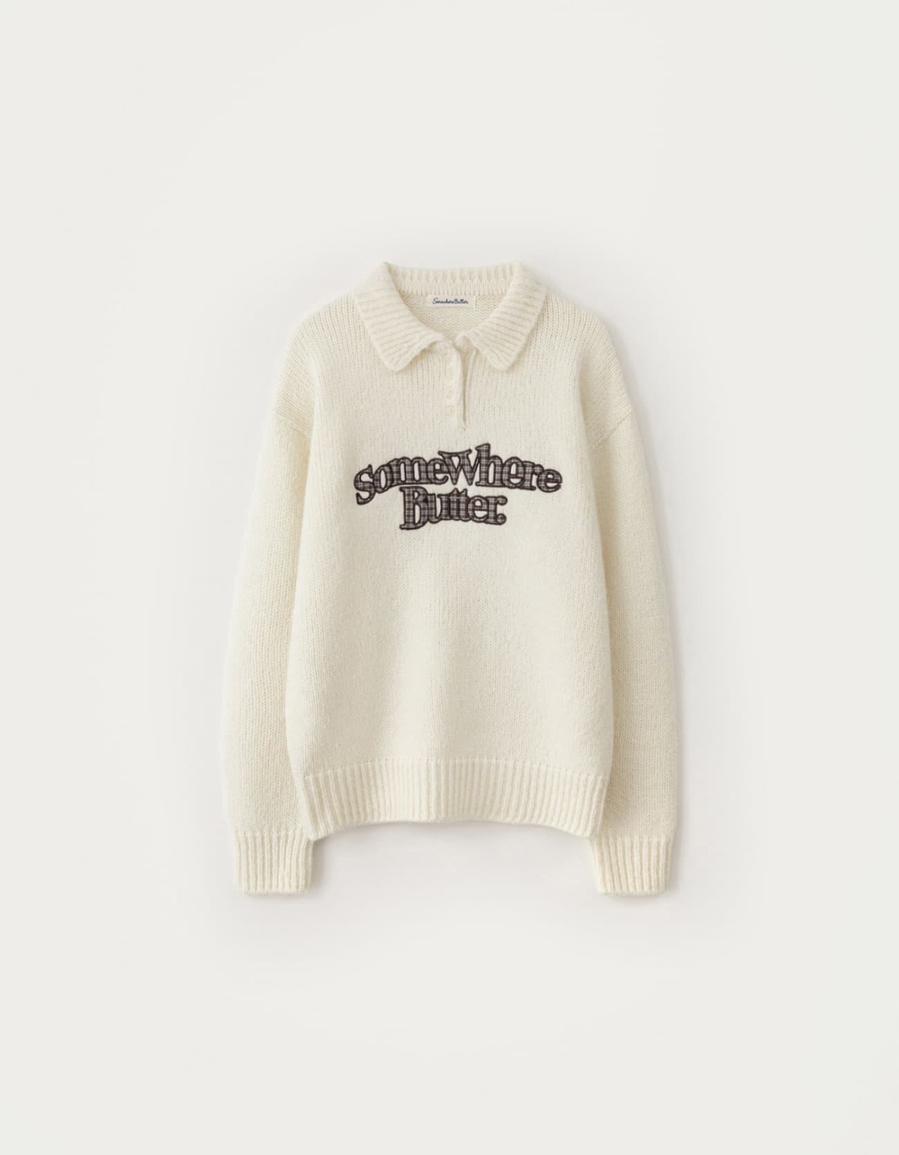 Check Wave Logo Alpaca Knit - Ivory