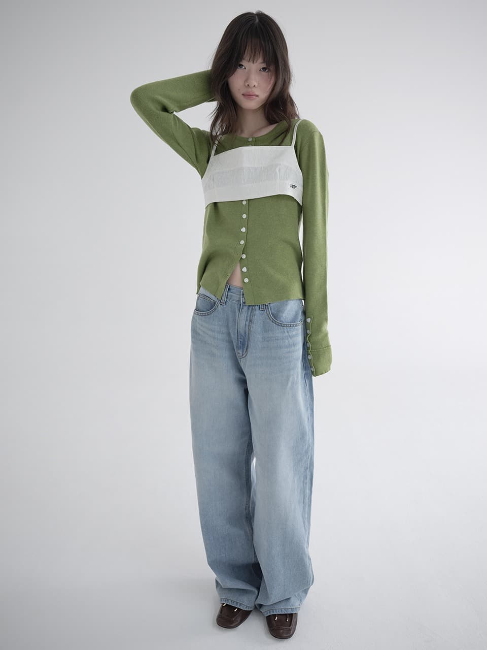 RIVET WIDE DENIM PANTS (LIGHT BLUE)