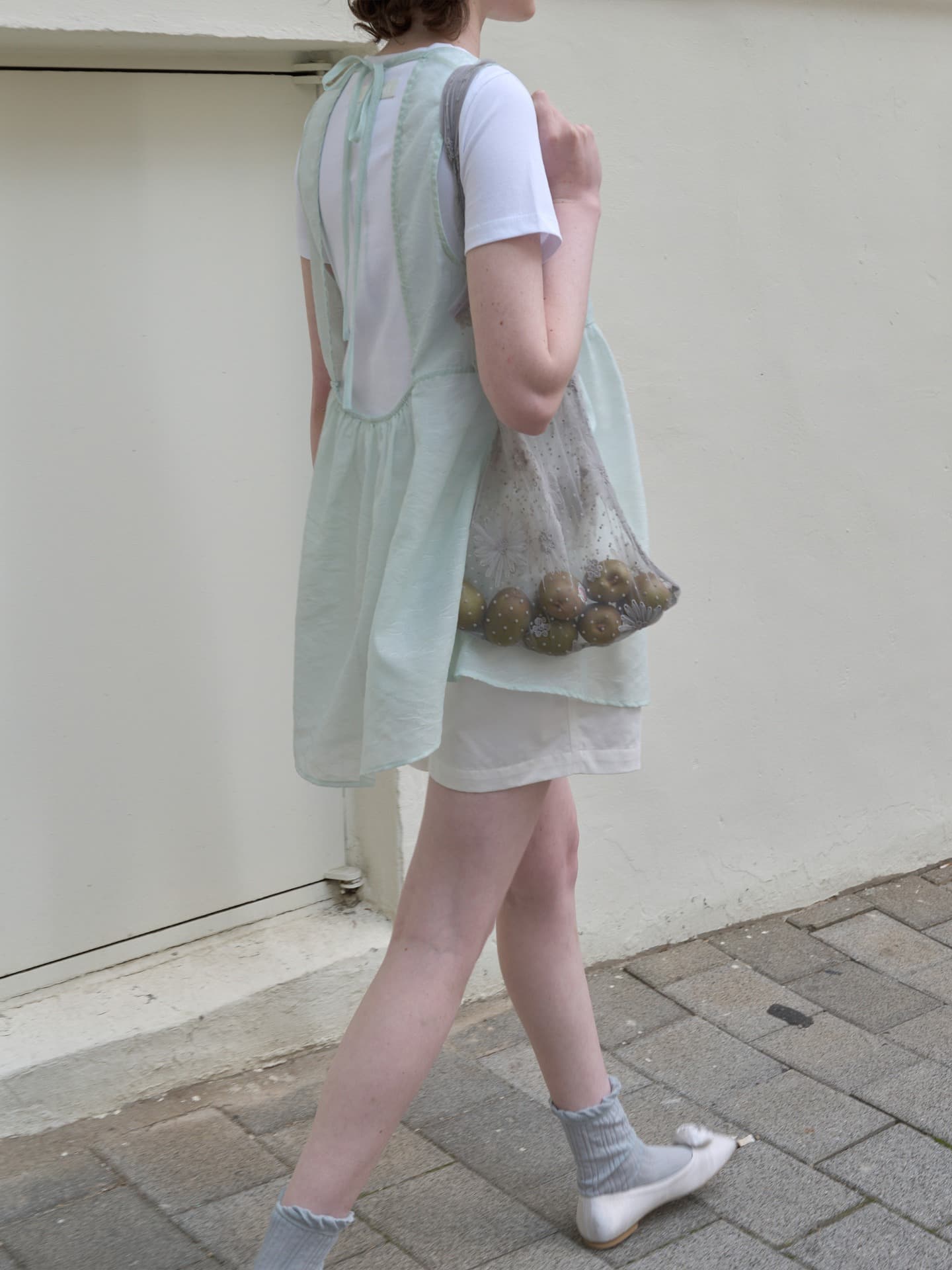 SHEER LACE ORGANZA DRESS_MINT