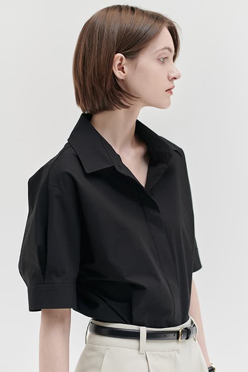 Half sleeve basic shirt Black [N6PMBL01]