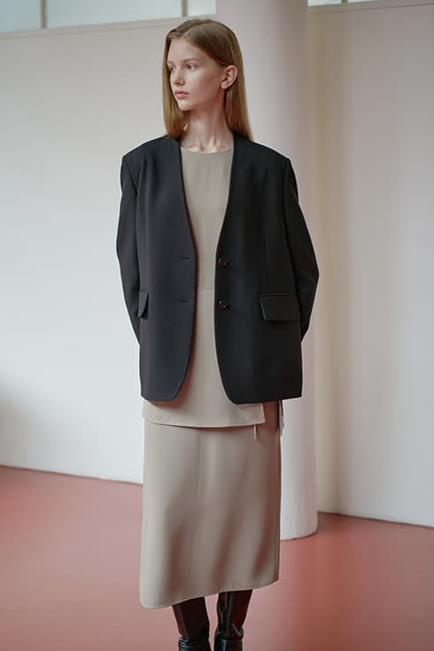 25FN collarless minimal jacket [BK]