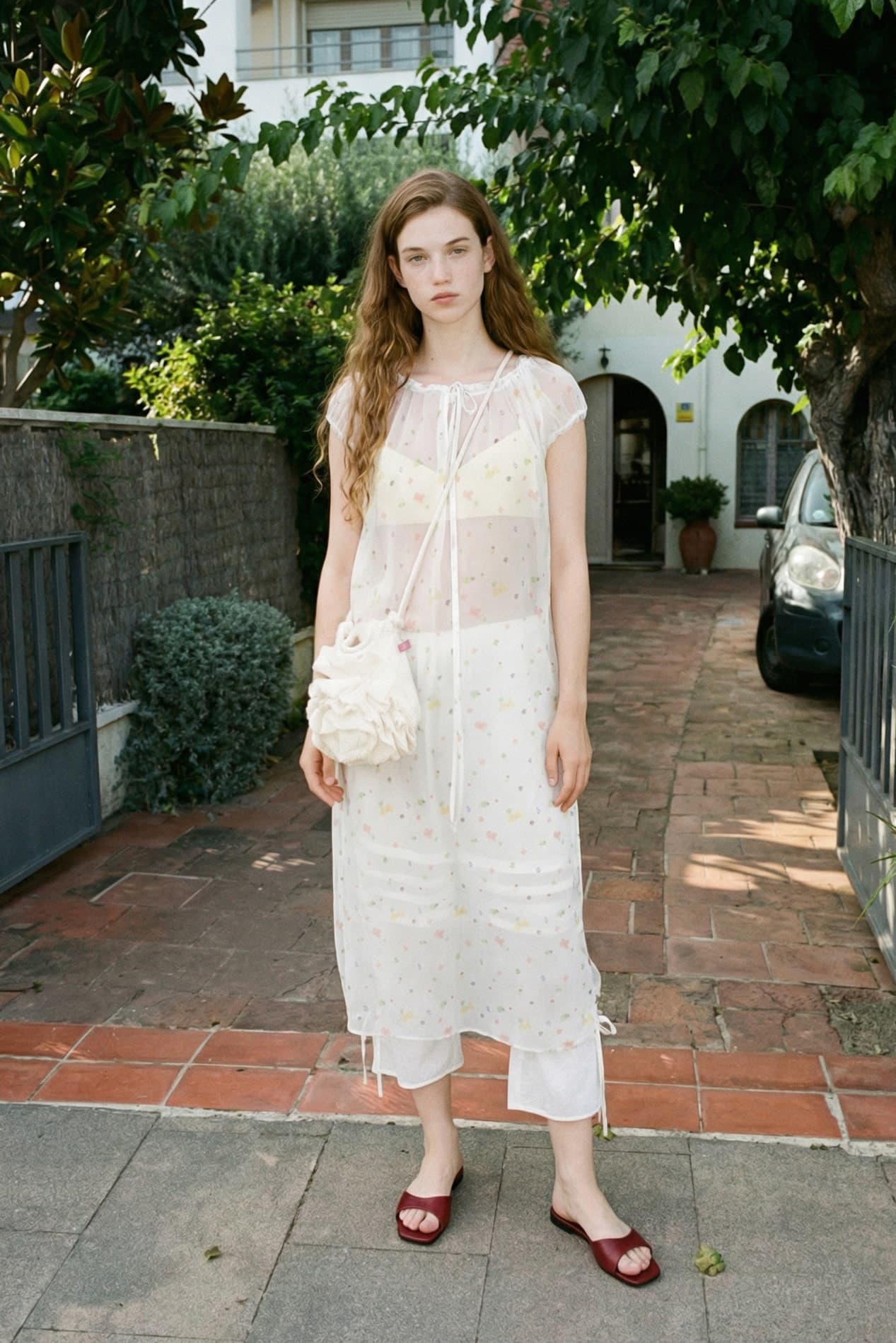 Pale Flower Long One-Piece (White)