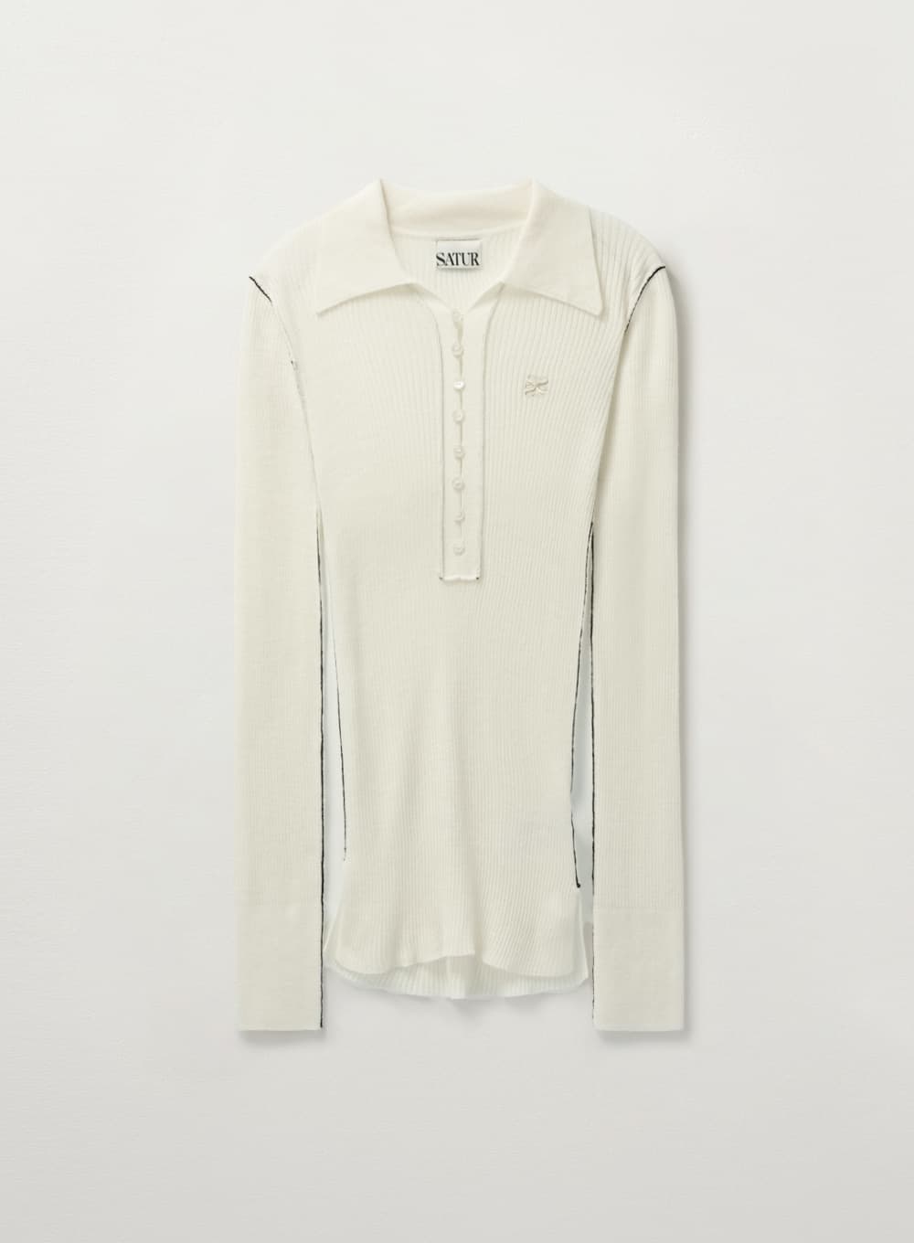 (W) Collar Button Long Sleeve Knit - Cream