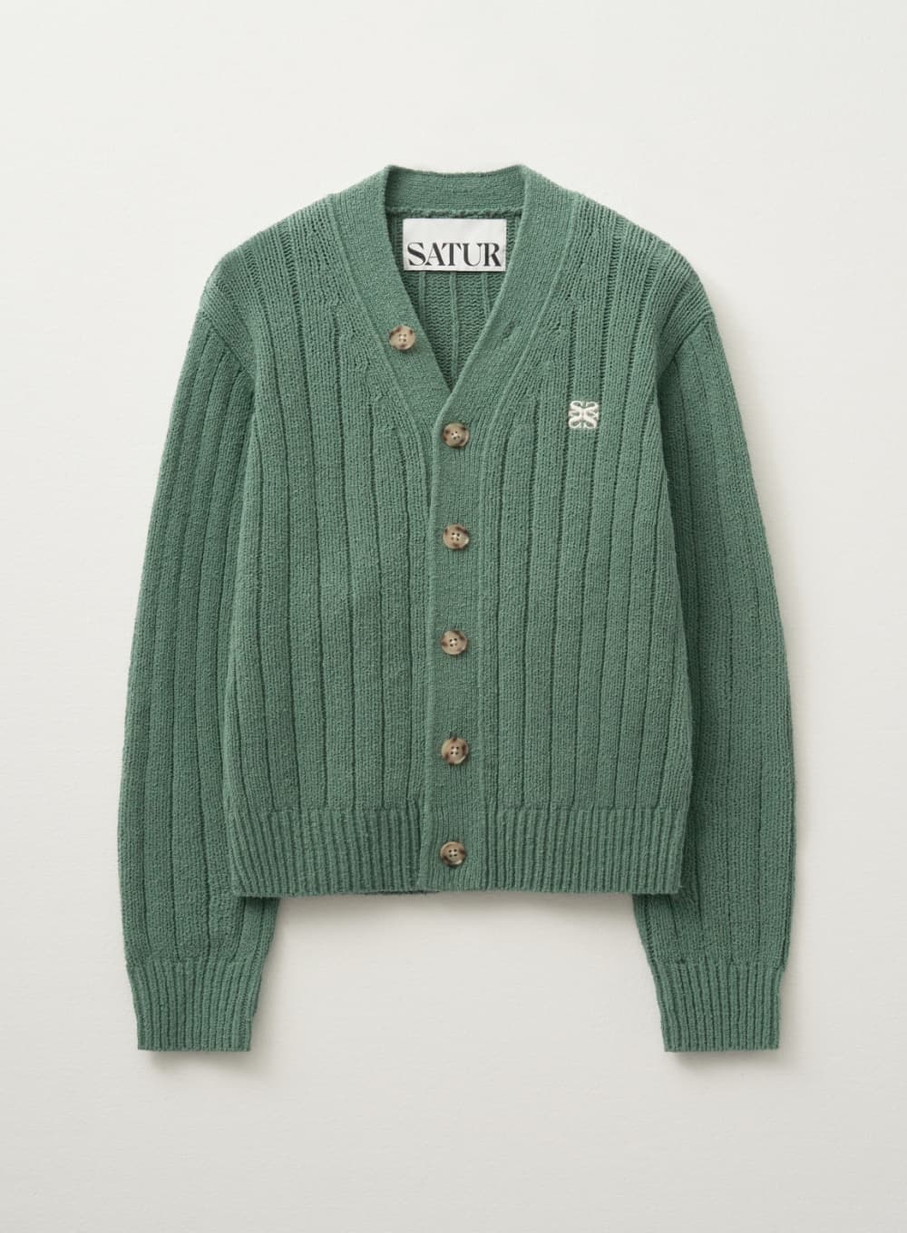 (W) Faro Over Size Boucle Cardigan - Sage Green