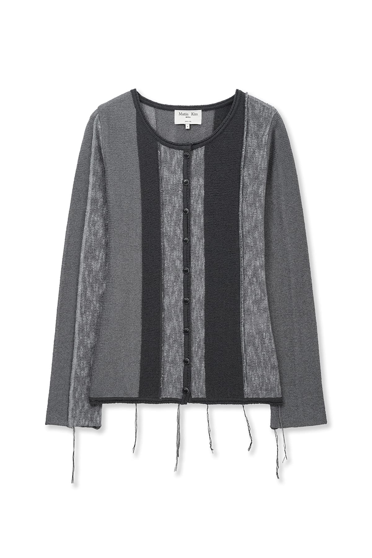 COLOR BLOCK SLIM KNIT CARDIGAN IN CHARCOAL