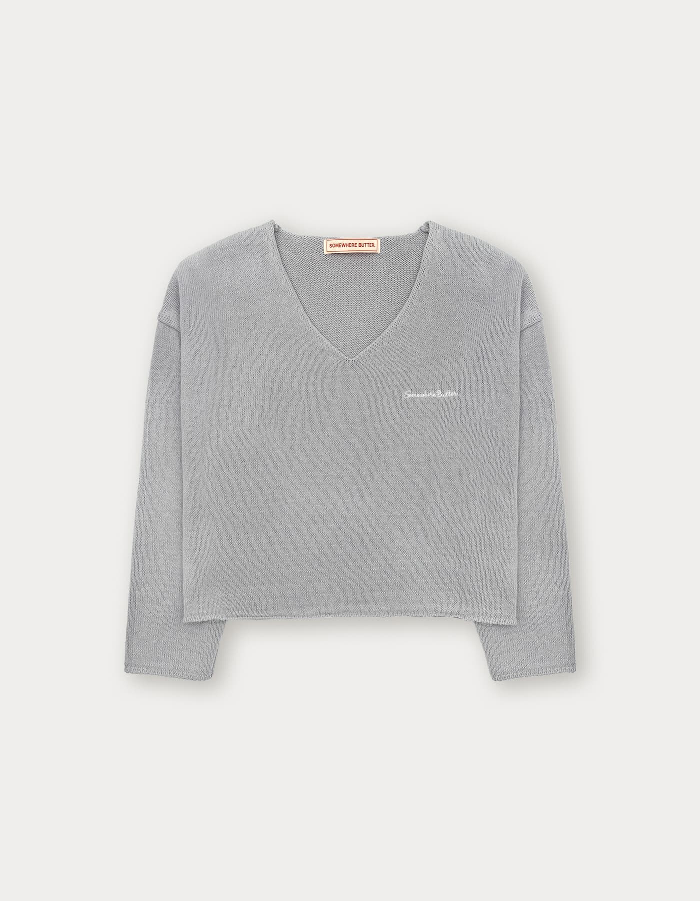 Essential Cotton V-Neck Knit - Grey