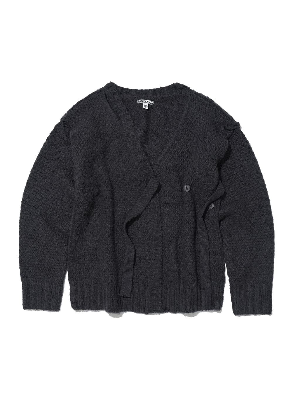 CUT-OUT WRAP KNIT CARDIGAN_CHARCOAL