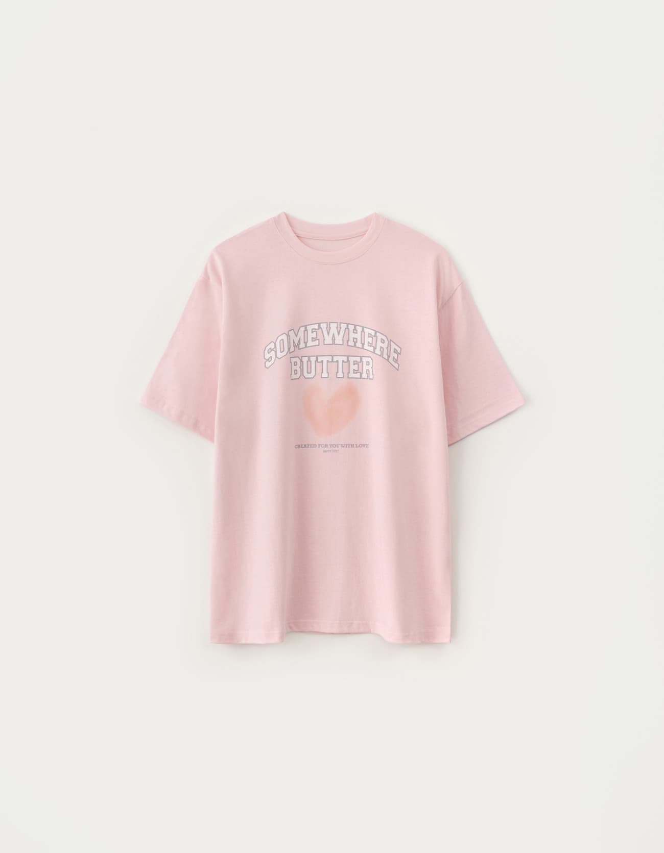 5.22 출고 Fuzzy Heart Logo Over-Fit Top - Light Pink