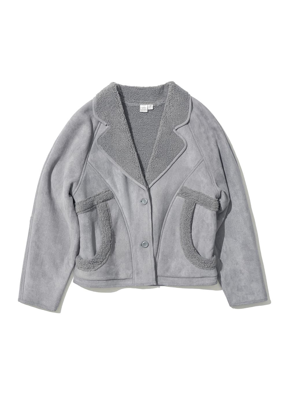 SUEDE SHEARLING COAT_LIGHT GREY