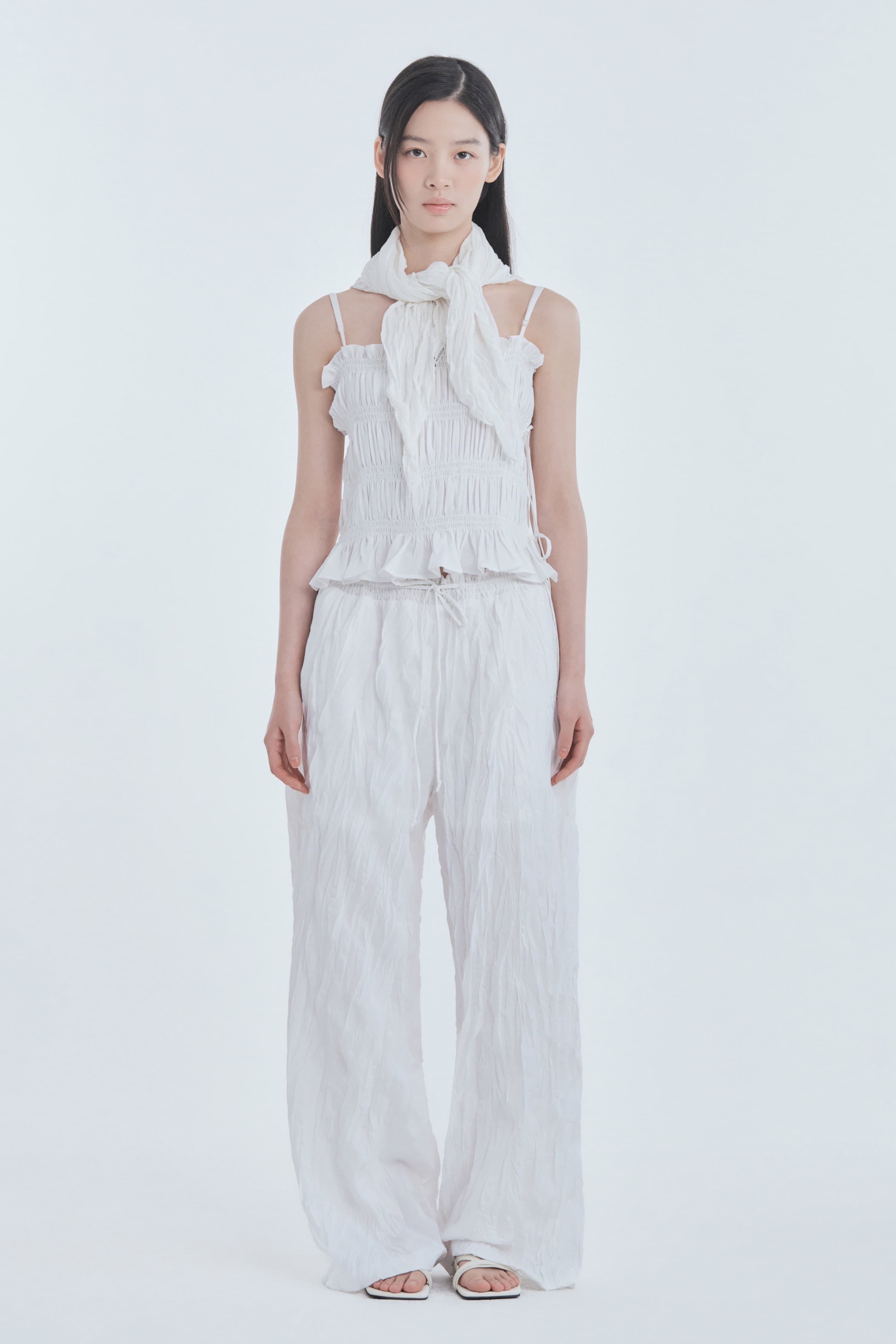 Marae Smocked Waist Pants - White