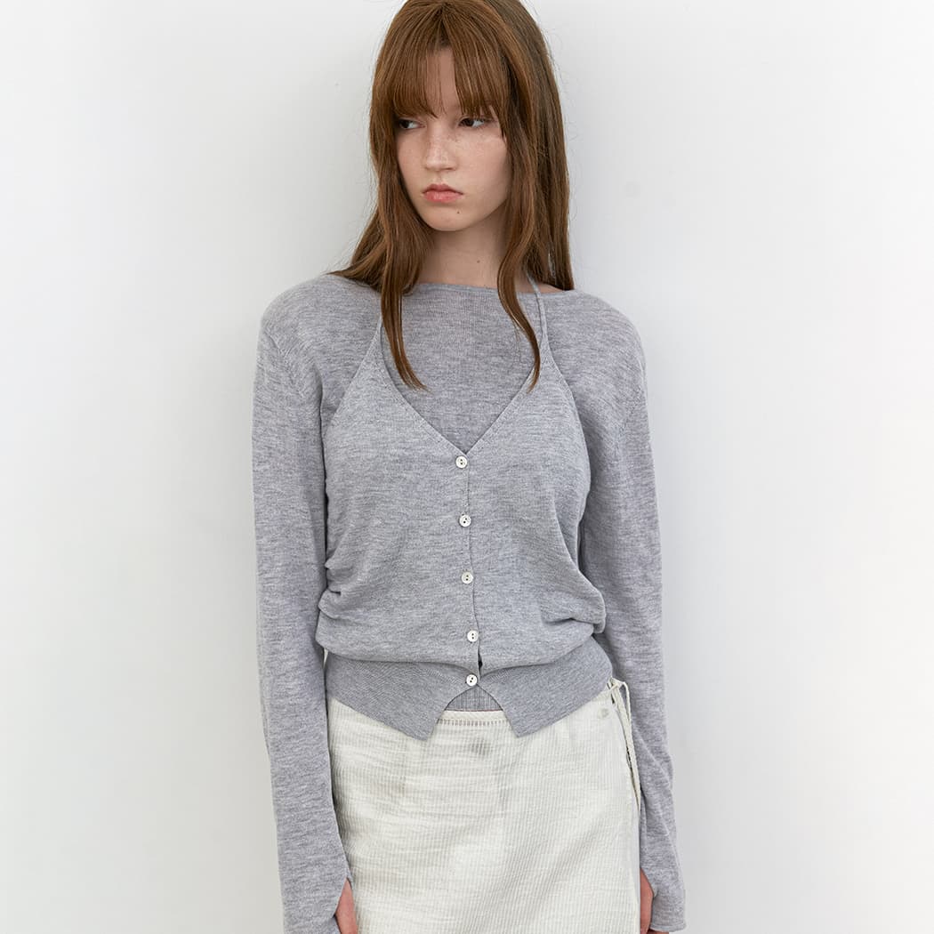 (Z-T-7189)HALTER VEST LAYERD BOAT NECK KNIT