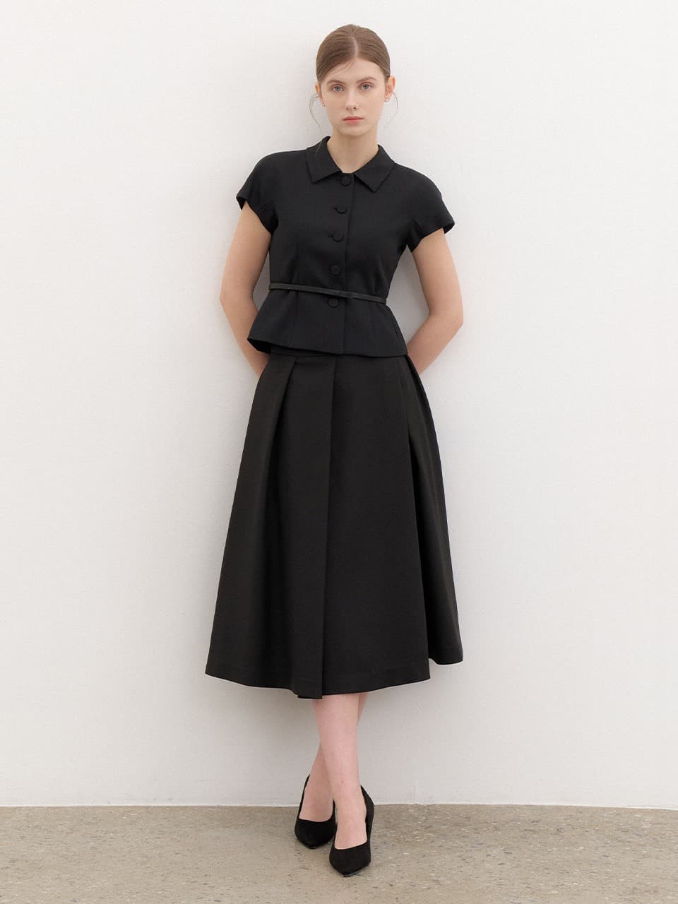Double Tucked Flare Skirt / Black(2color)
