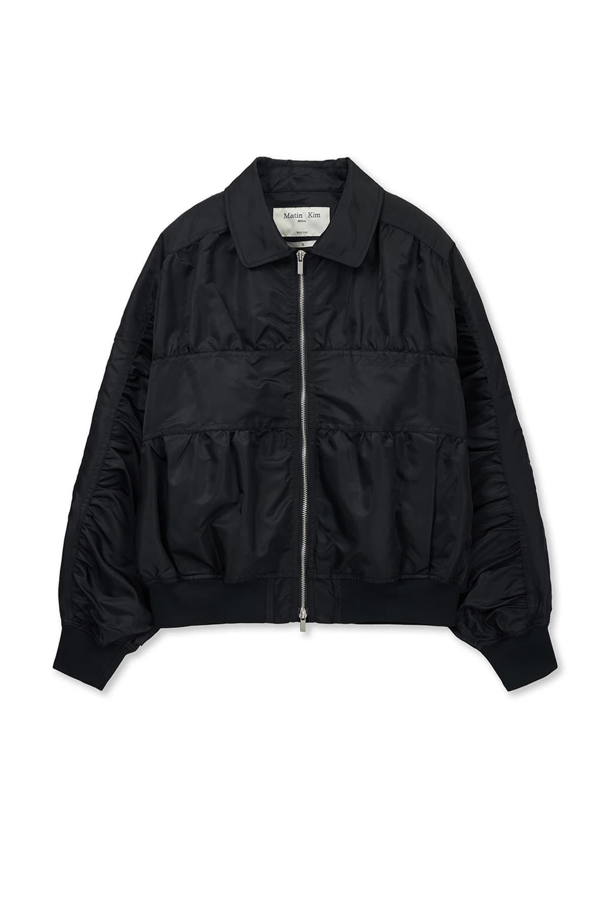 SMALL LOGO SHIRRING JUMPER IN BLACK