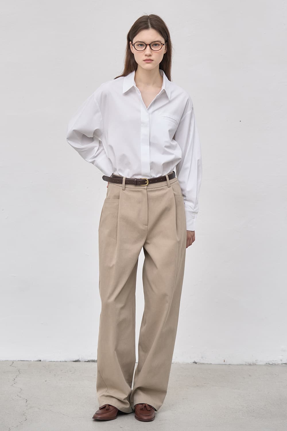 Semi curved casual pant Beige [N6SPT03]