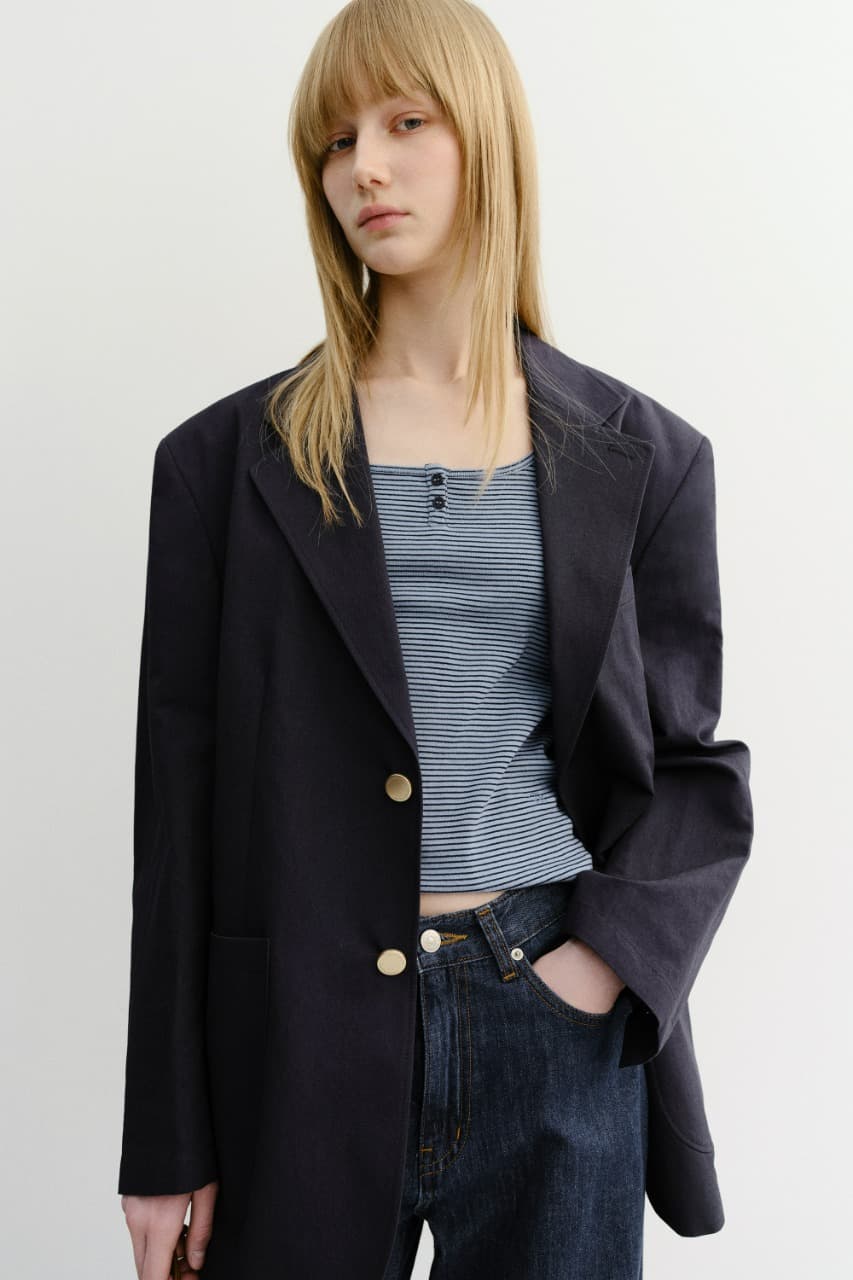 UNISEX CLASSIC LINEN JACKET NAVY_UDJA6B121N2