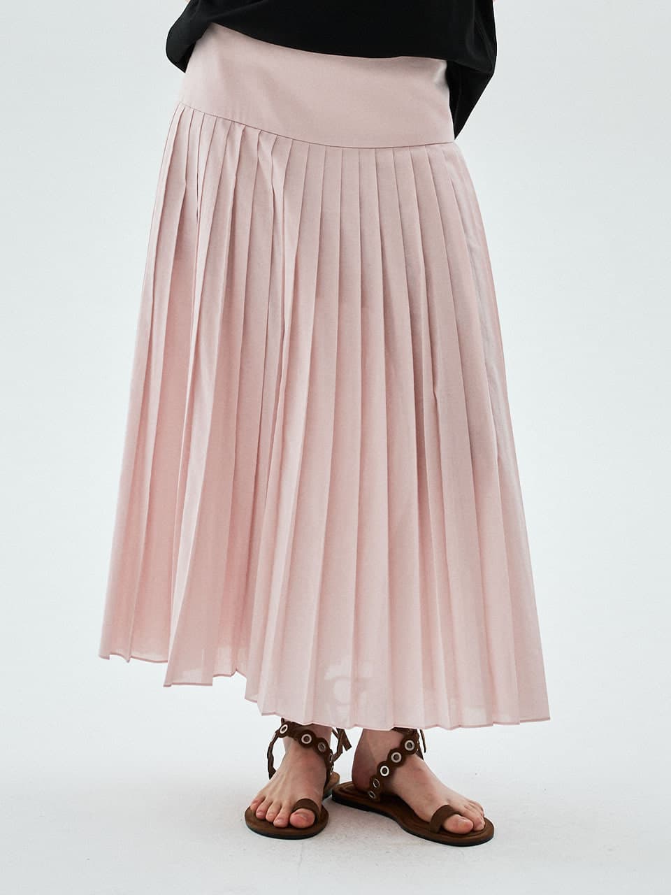 SHEER COTTON PLEATED SKIRT_PINK