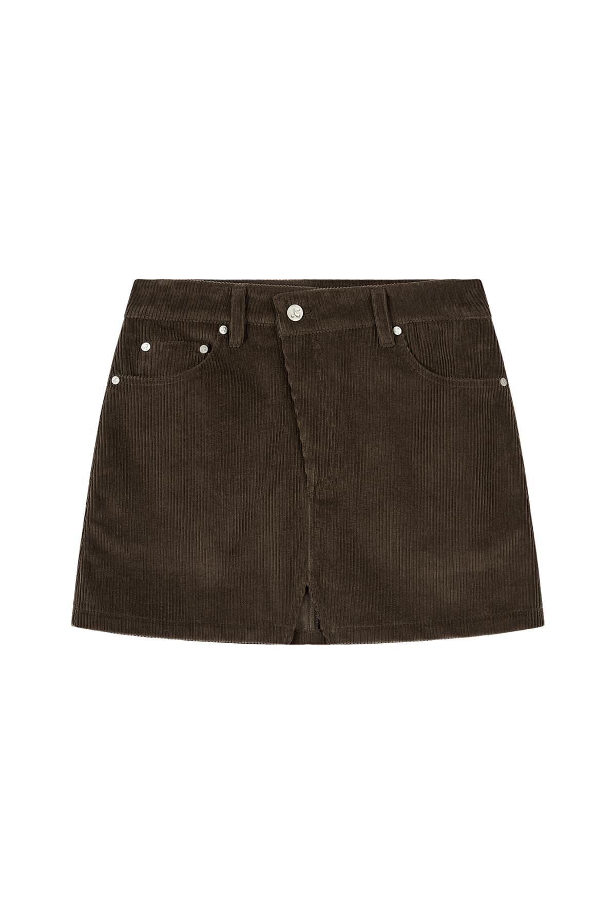CORDUROY UNBALANCE SKIRT - BROWN